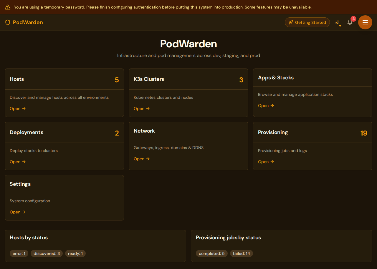 PodWarden dashboard